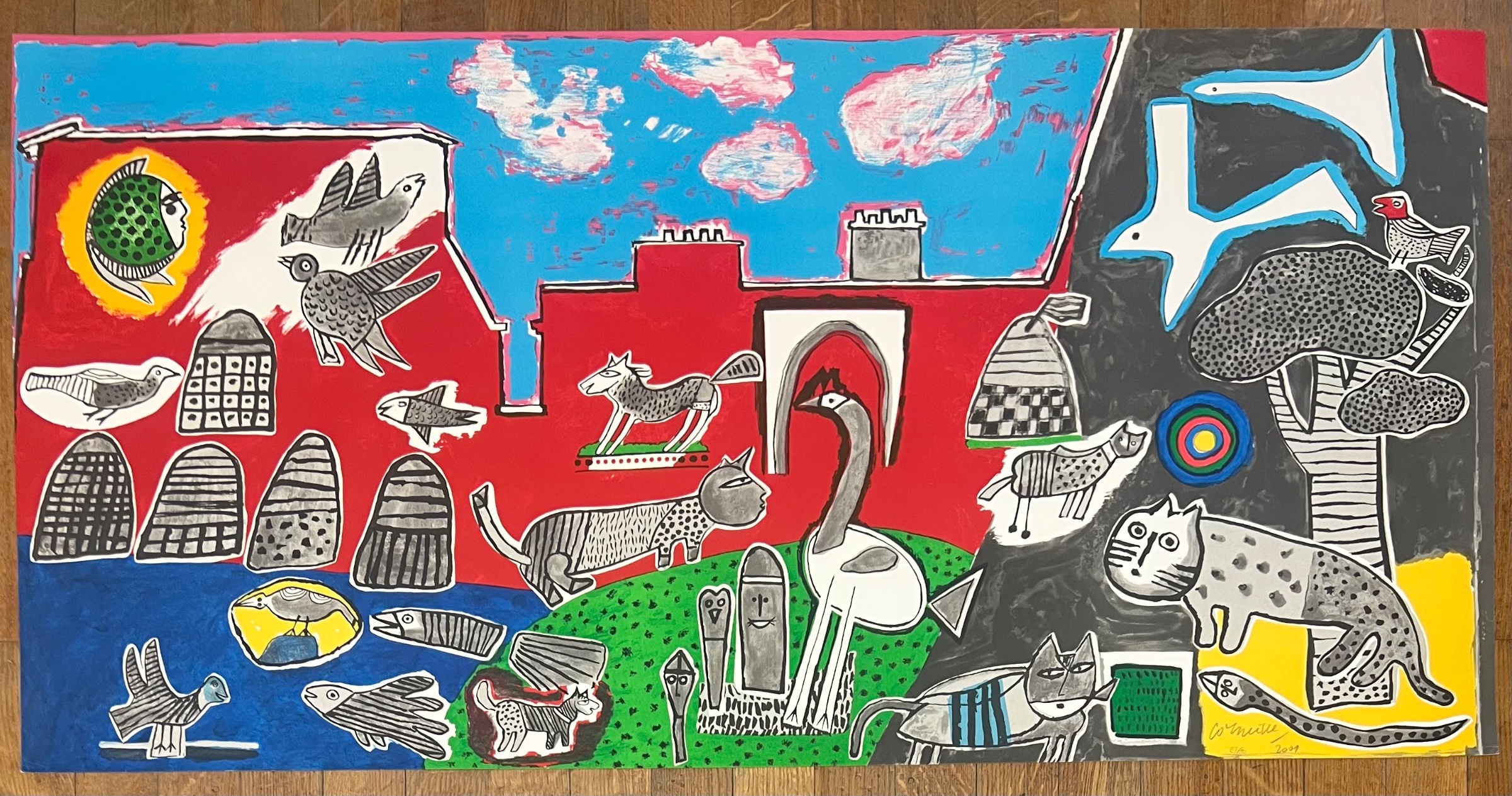 Corneille - Lithografische fries: De schoolmuur, 2002 kopen? Bied vanaf 650!