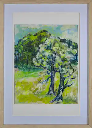Sophie Mellema - Acryl op papier, Boom - Ingelijst kopen? Bied vanaf 20!