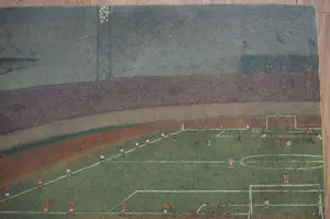 Niet of onleesbaar gesigneerd - Voetbalwedstrijd (Olympisch stadion Amsterdam ? ) kopen? Bied vanaf 10!