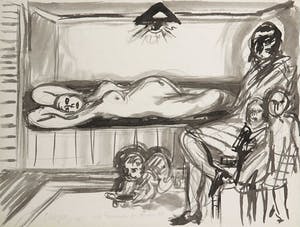 Yvan Theys - Inkttekening, Studie voor het schilderij ''De Geboorte'' kopen? Bied vanaf 1!