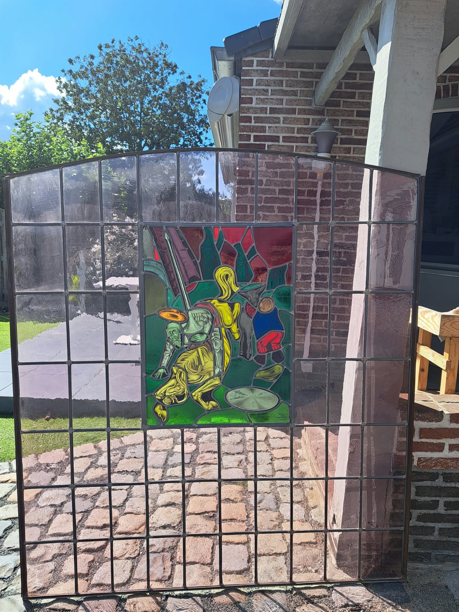 Frans Van Immerseel - Set van 2 Grote Authentieke Glas-in-loodramen – Frans Van Immerseel – Gesigneerd kopen? Bied vanaf 400!
