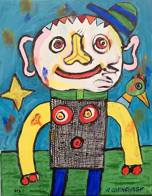 Ruud Cornelisse - acrylverf op doek - "man" - gesigneerd verkocht voor € 60!