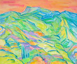 Joe Wols - Acryl op papier, Orcinas, Drôme Provencale verkocht voor € 42!