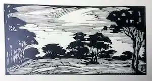 Jan Schonk - houtsnede Wolfheze 1926 verkocht voor € 40!