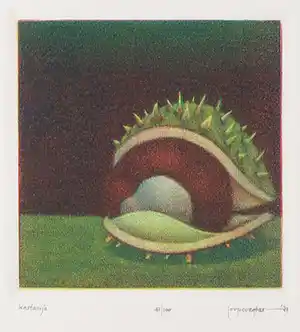 Joop Vegter - Mezzotint, Kastanje verkocht voor € 50!