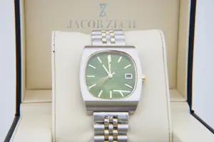 82- Vintage Jacob Zech "TV-model" polshorloge - Green sunray dial - Automaat kopen? Bied vanaf 285!