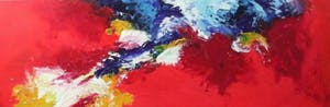 Dick Preesman - abstract in rood kopen? Bied vanaf 325!