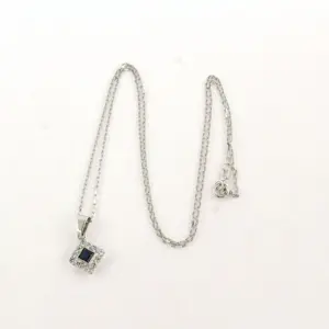 14k wit gouden collier met hanger bezet met saffier en diamant 0.24 ct kopen? Bied vanaf 380!