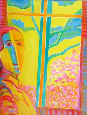 Joe Wols - Acryl op papier, Spring garden verkocht voor € 35!