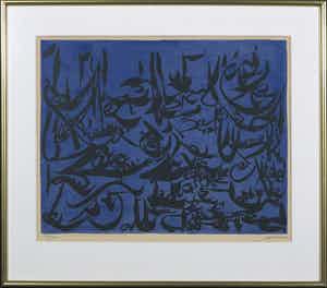 Christian Dotremont - Litho, Zonder titel - Ingelijst verkocht voor € 1340!