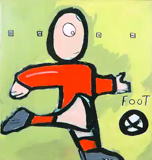 Jacob Herskind - Gemengde techniek op doek, Foot(ball) verkocht voor € 35!