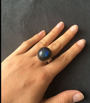 1e gehalte Zilver - Scandinavisch design ring met veldspaat steen kopen? Bied vanaf 25!
