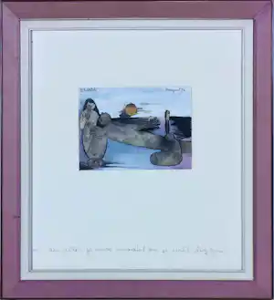 Ans Wortel - Gouache, Als alles je moe maakt ... - Ingelijst verkocht voor € 135!