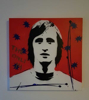 Niet of onleesbaar gesigneerd - Street Art gemengde techniek van Johan Cruyff met echtheidscertificaat. kopen? Bied vanaf 10!