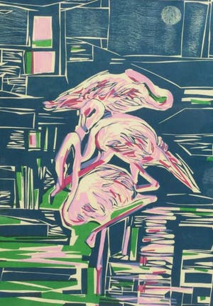 Niet of onleesbaar gesigneerd - C776 - Flamingo's kopen? Bied vanaf 10!
