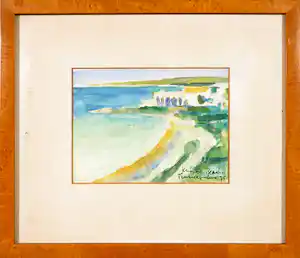 Theo Swagemakers - Aquarel, Landschap - Ingelijst verkocht voor € 50!