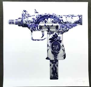 Magnus Gjoen - Delft Blue series: UZI ; Giclee print verkocht voor € 236!