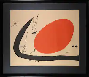 Joan Miro - Litho op synthetisch canvas, Ma de proverbis - Ingelijst verkocht voor € 370!