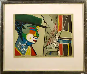 Herman Krikhaar - Zeefdruk, Portret constant - Ingelijst verkocht voor € 80!