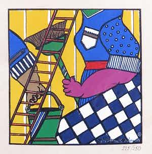 Sephina Kersten - Litho op leer, Poets - Ingelijst verkocht voor € 40!