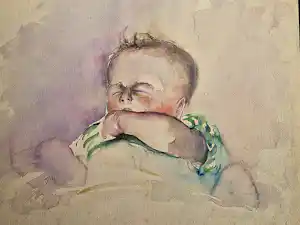 Jan Sluijters (jr.) - in 1942 gemaakte impressionistische aquarel - slapende baby - hand gesigneerd kopen? Bied vanaf 39!