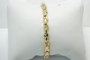 93 - Mooie 18 karaats geel-gouden dames armband met gepolijste anker schakels kopen? Bied vanaf 970!