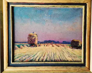 Klaas Pijlman - Olieverf op doek “Hooien bij invallende avond Haarlemmermeer” – 1946 kopen? Bied vanaf 75!