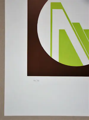 Friedrich Geiler - Concrete-constructieve composie - 1974 - Originele linoleumsnede, handgesigneerd kopen? Bied vanaf 60!