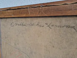 Niet of onleesbaar gesigneerd - Ca. 1920 Spaans post impressionistisch olieverf "rio Lemoa" GROOT! kopen? Bied vanaf 1!