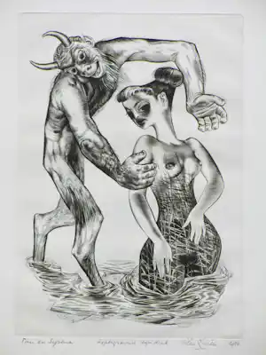 Wim Zwiers - Pan en Syrinx - Gravure verkocht voor € 100!