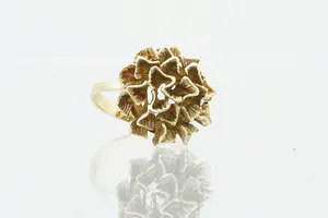 Sierlijke 14 karaats geel-gouden opengewerkte Bloem of Dahlia ring - gekeurd kopen? Bied vanaf 170!
