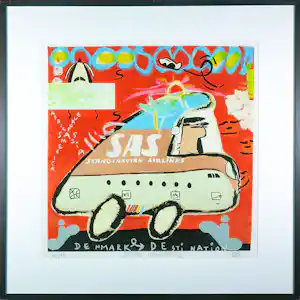Jacob Herskind - Zeefdruk, SAS - Ingelijst verkocht voor € 45!