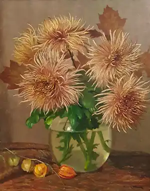 Piet Cottaar - Chrysanten in vaas verkocht voor € 175!