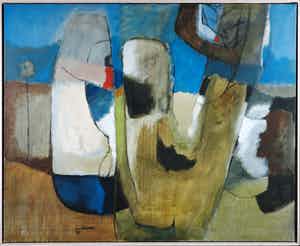 Jos Schimmer - Olieverf op doek, Z.T. (Abstracte compositie) - Ingelijst (Groot) verkocht voor € 300!