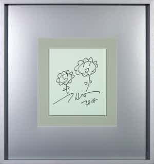 Takashi Murakami - Originele tekening in viltstift, Flowers - Ingelijst (incl. catalogus) verkocht voor € 850!