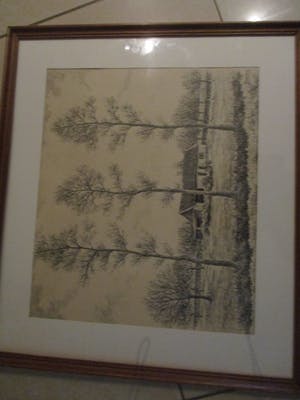 Niet of onleesbaar gesigneerd - zeer fraaie tekening vn boerenlandschao kopen? Bied vanaf 10!