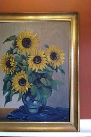 Niet of onleesbaar gesigneerd - Groot stilleven Zonnebloemen - 19e eeuw - onduidelijk gesigneerd Stee...? kopen? Bied vanaf 1!