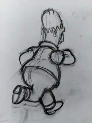 Matt Groening - originele productietekening The Simpsons, Homer, ingelijst + Certificaat verkocht voor € 90!