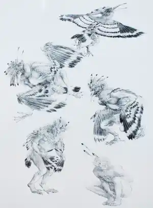 Peter Vos - Tereus 1986 - man transformeert in vogel - litho in mooie staat verkocht voor € 135!