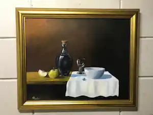 Henk Poeder - Stilleven met div Attributen en Vlindertje verkocht voor € 115!