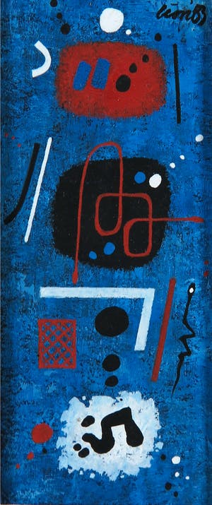 Leon Savelsberg - Gouache op papier, Blauw rood kopen? Bied vanaf 1!