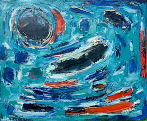 Jules Chapon - Abstracte compositie, olieverf op doek (ingelijst) verkocht voor € 615!