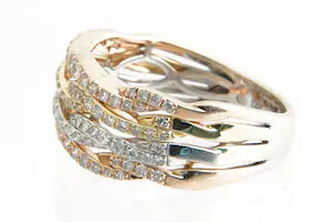 NV(75)- Exclusieve EFFY HEMATIAN 14 Krt tricolor fantasie ring - 0.50ct diamant kopen? Bied vanaf 780!