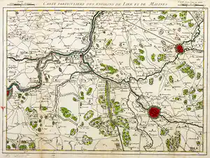 Guillaume Dheulland - Handgekleurde gravure, Carte particuliere des Environs de Lies et de Malines verkocht voor € 20!