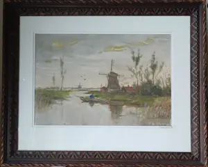 Anton Dirckx - Rivierlandschap met molens kopen? Bied vanaf 100!