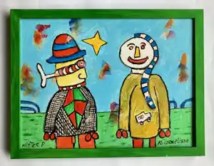 Ruud Cornelisse - Mister P. - Acrylverf op doek - gesigneerd - ingelijst verkocht voor € 70!