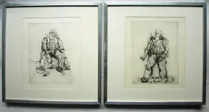 Georg Baselitz - 2 Ingelijste etsen , o.a. Die Falle (‘De val’ , ‘The trap’) uit 1965 kopen? Bied vanaf 1!