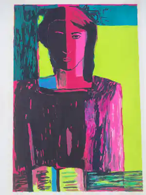 Louis Favre - Meditation - Kleurenlitho verkocht voor € 75!