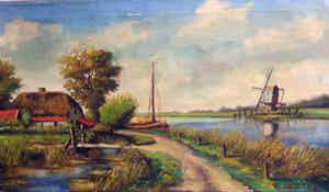 Jan van Vlaardingen - polderlandschap met vaart verkocht voor € 50!