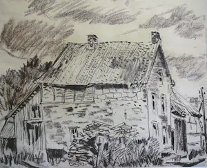 Johan Traarbach - Mheer Zuid Limburg -krijttekening 1966- kopen? Bied vanaf 50!